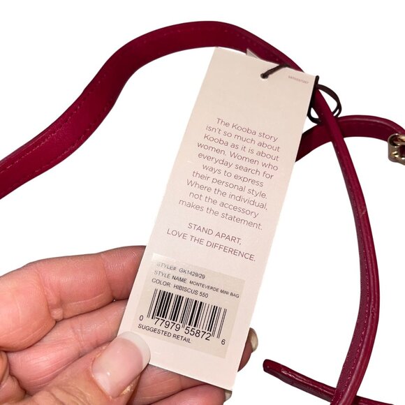 Kooba Womens Crossbody Bag Red Handcrafted Crescent Design - Picture 7 of 9